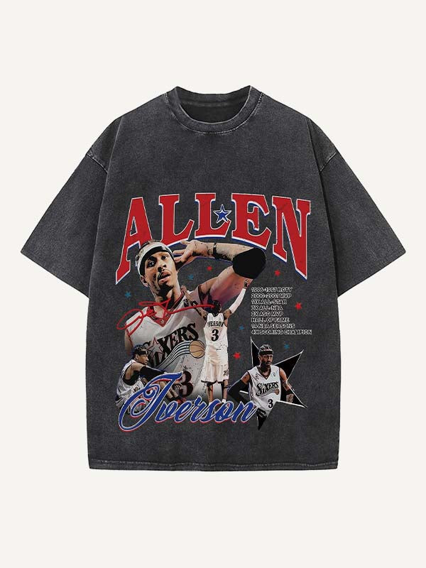 Allen Iverson Print Round Neck T-shirt