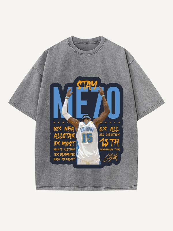Carmelo Anthony Print Round Neck T-shirt