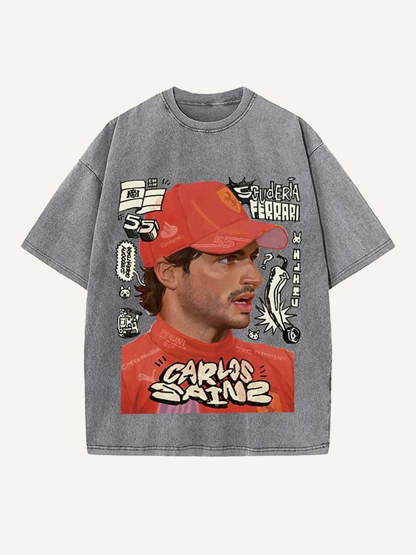 Carlos Sainz Print Round Neck T-shirt