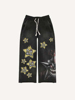 Evil Star Print Elastic Waist Pants