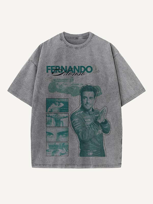 Fernando Alonso Print Round Neck T-shirt
