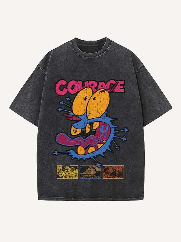 Distressed Washed Figure&Graphic&Animal&Letter Print Round Neck T-shirt