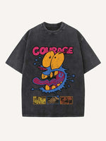 Distressed Washed Figure&Graphic&Animal&Letter Print Round Neck T-shirt