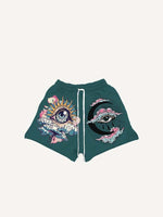 Eye&Cloud&Moon&Graphic Print Drawstring Waist Shorts