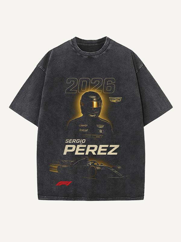 Sergio Perez Print Round Neck T-shirt