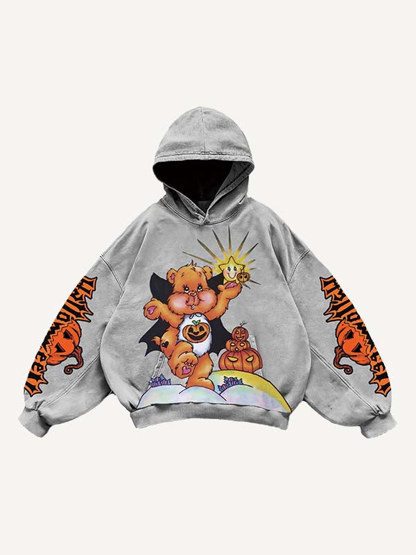 Halloween Care Bears&Strawberry Shortcake Print Slant Pockets Hoodie