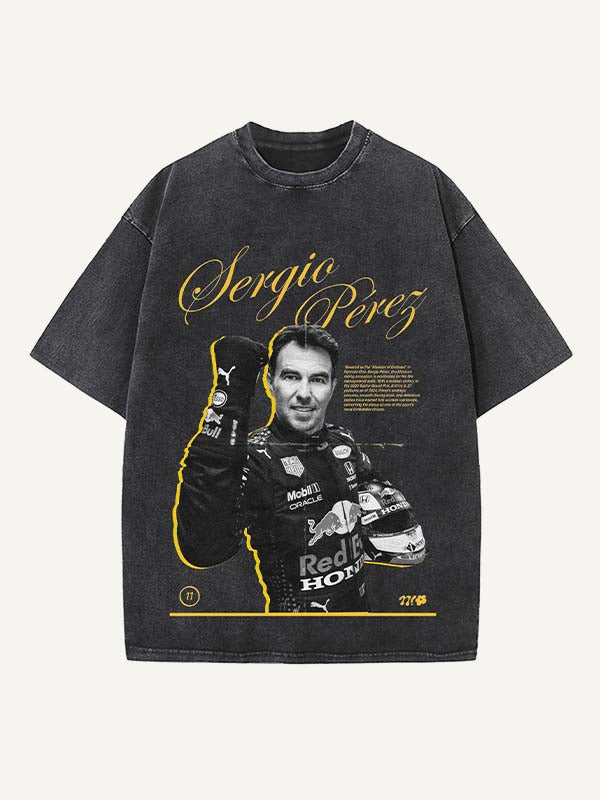 Sergio Perez Print Round Neck T-shirt
