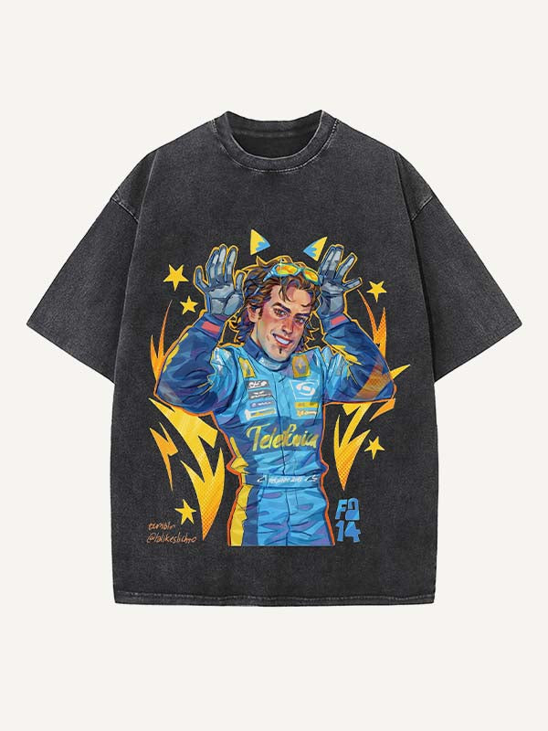 Fernando Alonso Print Round Neck T-shirt