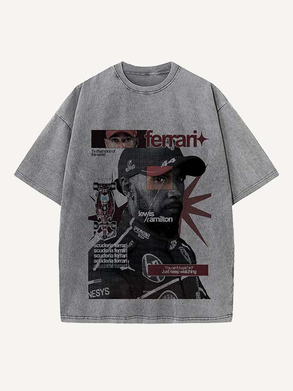 Lewis Hamilton Print Round Neck T-shirt