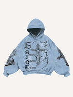 Jesus&Mary&Cross&Wing&Heart&Letter&Graphic Print Slant Pockets Hoodie