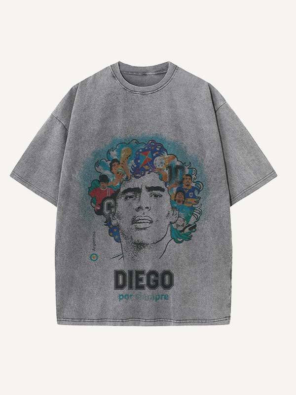 Diego Maradona Print Round Neck T-shirt