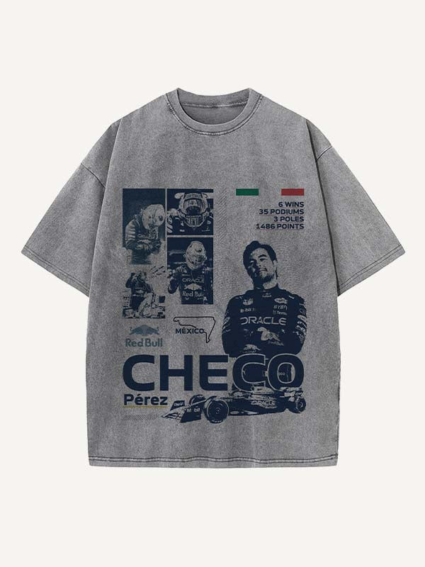 Sergio Perez Print Round Neck T-shirt