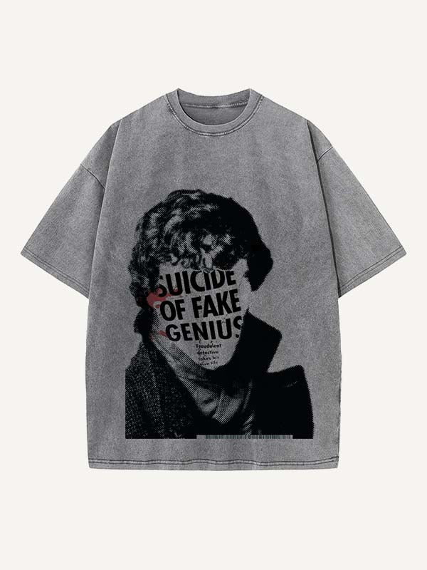 Sherlock Print Round Neck T-shirt