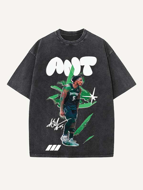 Anthony Edwards Print Round Neck T-shirt