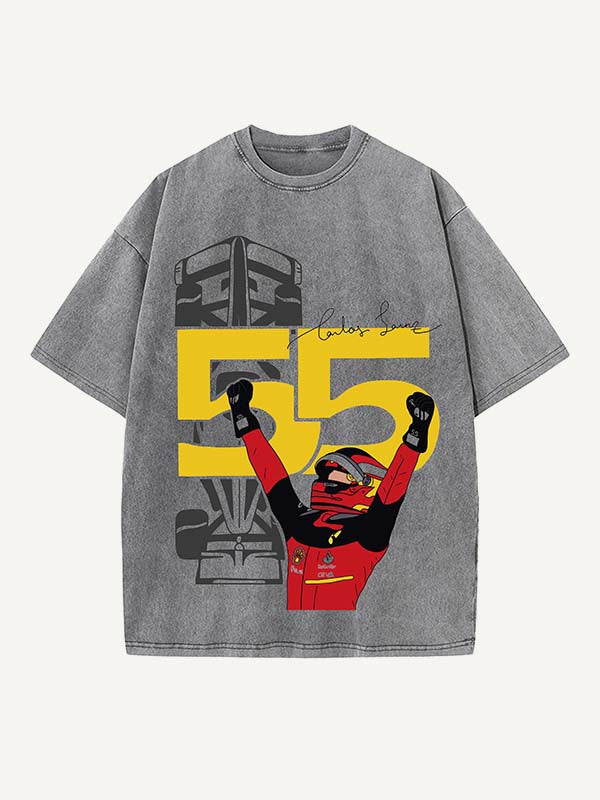 Carlos Sainz Print Round Neck T-shirt