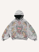 Jesus&Mary&Angel&Pigeon&Eye&Cross&Heart&Wing&Floral&Letter Print Slant Pockets Hoodie