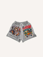 Halloween Horror Print Drawstring Waist Shorts