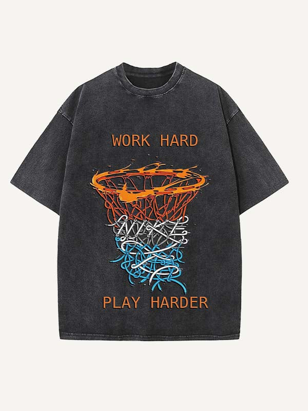 Basketball Aesthetic Print Round Neck T-shirt