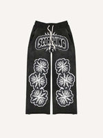 Eye&Graphic Faux Decal Print Elastic Waist Pants
