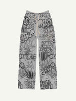 Letter Graphic Print Elastic Waist Pants