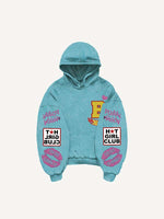 Figure&Lips&Heart&Letter Faux Decal Print Slant Pockets Hoodie