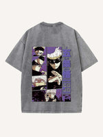 Distressed Washed Figure&Graphic&Letter Print Round Neck T-shirt