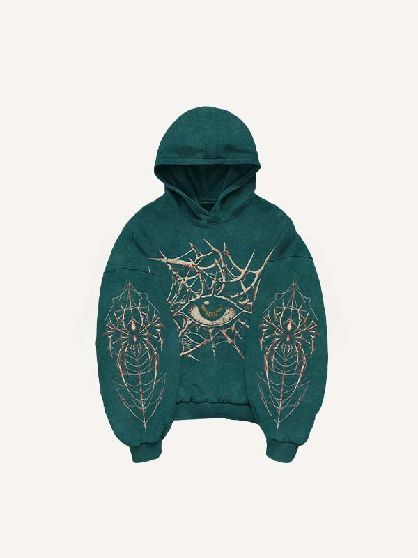 Eye&Letter&Graphic Print Slant Pockets Hoodie