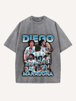 Diego Maradona Print Round Neck T-shirt