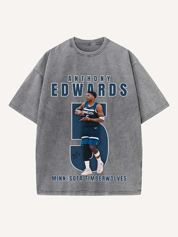 Anthony Edwards Print Round Neck T-shirt
