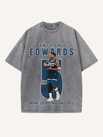 Anthony Edwards Print Round Neck T-shirt