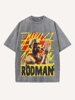 Dennis Rodman Print Round Neck T-shirt