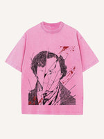 Sherlock Print Round Neck T-shirt