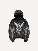 Figure&Wing Graphic Print Slant Pockets Hoodie