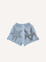 Wing&Eye&Graphic Print Drawstring Waist Shorts
