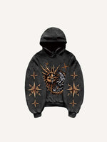 Evil Sun&Moon&Graphic Print Slant Pockets Hoodie