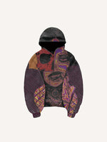 Colorblock Striped&Skull&Figure Print Slant Pockets Hoodie