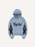 Eagle Graphic Print Slant Pockets Hoodie