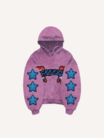 Tongue&Star&Letter Faux Decal Print Slant Pockets Hoodie