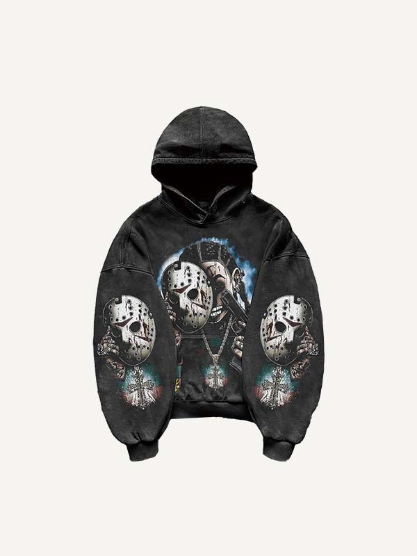 Halloween Horror Print Slant Pockets Hoodie