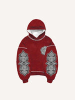 Cross&Letter Graphic Faux Decal Print Slant Pockets Hoodie