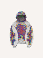 Skeleton&Octopus Print Slant Pockets Hoodie