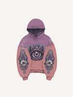 Colorblock Demon Eye&Eyeball Faux Decal Print Slant Pockets Hoodie