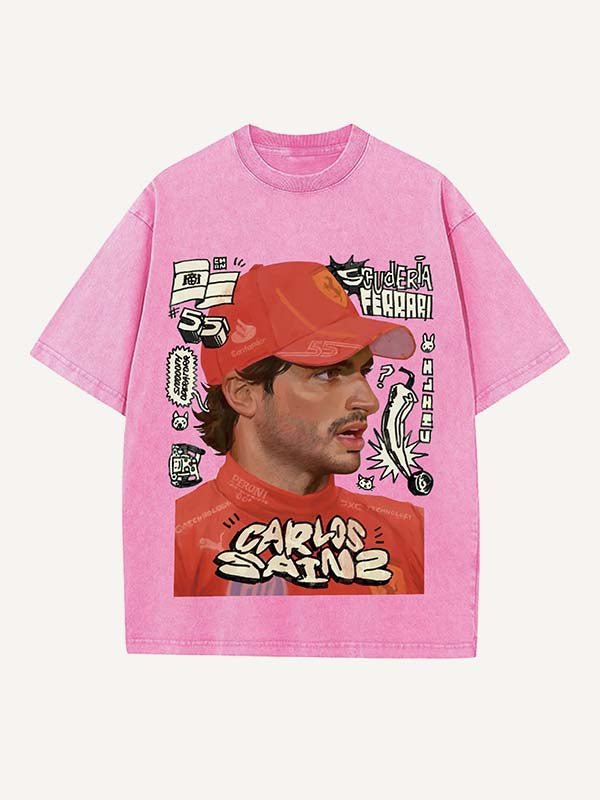 Carlos Sainz Print Round Neck T-shirt