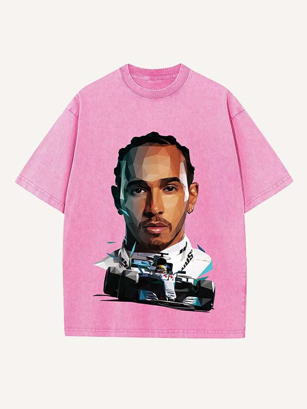 Lewis Hamilton Print Round Neck T-shirt