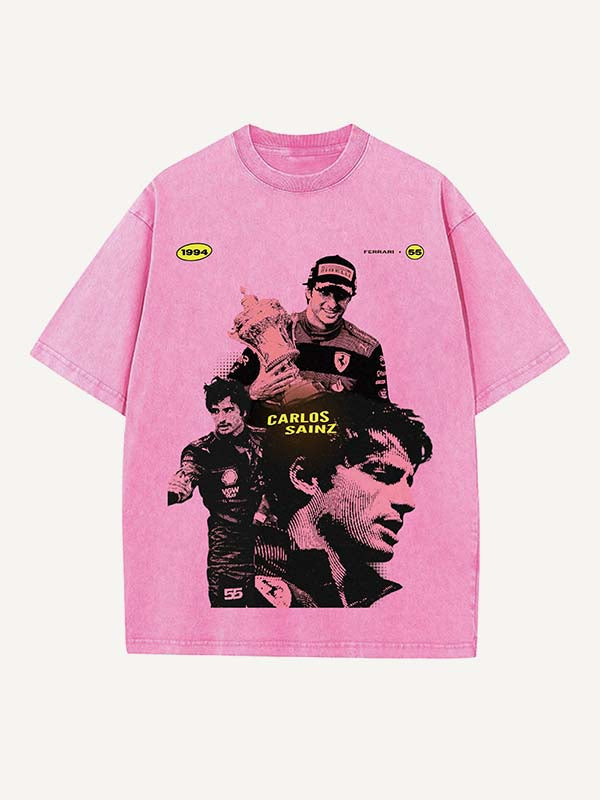 Carlos Sainz Print Round Neck T-shirt