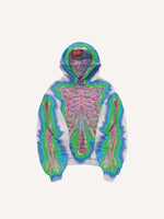 Glow Skeleton Print Slant Pockets Hoodie