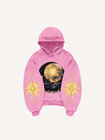 Moon&Sun&Star&Graphic Print Slant Pockets Hoodie