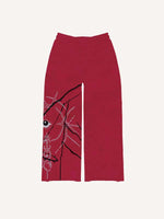 Eye&Graphic Faux Decal Print Elastic Waist Pants