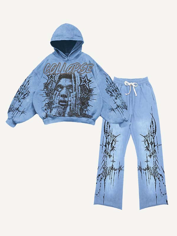 Figure&Star Graphic Print Elastic Waist Two-Piece Set