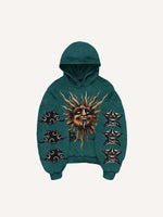Evil Moon&Sun&Cloud&Star Print Slant Pockets Hoodie